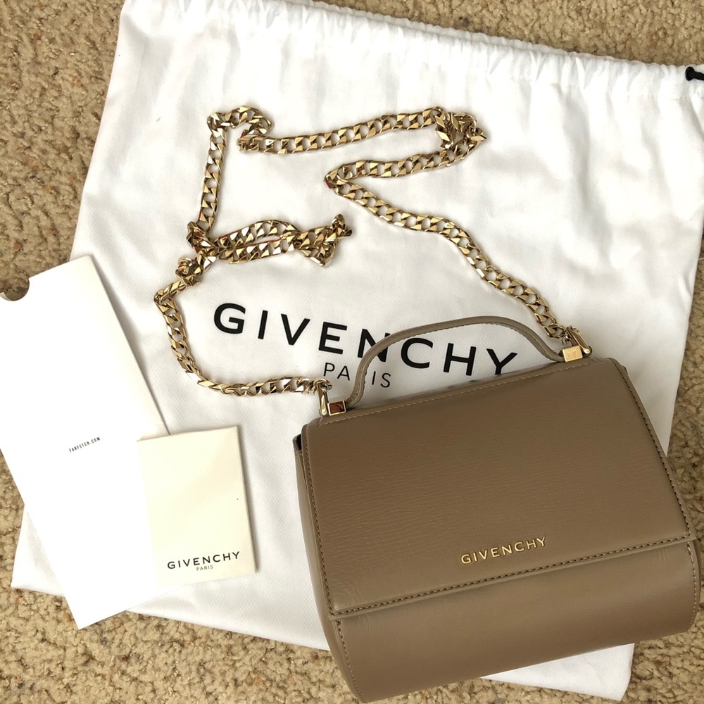 Givenchy Taupe Mini Bag with Gold Chain